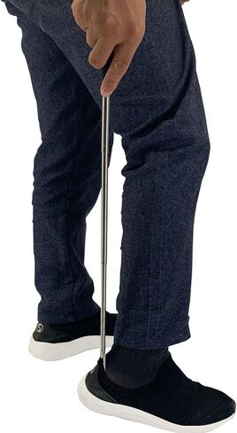 Leetye Mei Shoe Horn مقبض طويل لكبار السن، أبواق الأحذية المحمولة ذات المقبض الطويل، أبواق الأحذية للرجال والنساء والأطفال، قرن حذاء طويل للغاية مع قرن حذاء معدني تلسكوبي بطول 13-26 بوصة قابل للتعديل in Kuwait