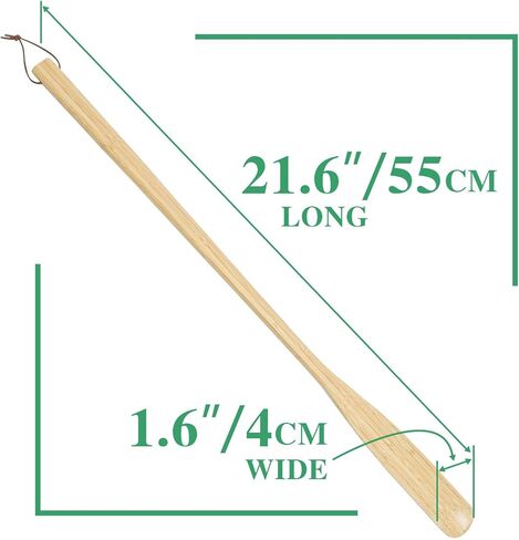 OFITMAGIC 21.6'' Long Handled Bamboo Wooden Shoe Horn,Wood Shoe Horn Long Handle for Seniors,Women and Men,Wooden ShoeHorn with Leather Strap for Hanging in Kuwait