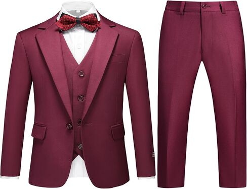 Lamgool Boys Suits 3 Piece Slim Fit One Button Tuxedo Jacket Vest and Pant for Kids Prom Wedding Formal Set Size 4-14 Years in Saudi Arabia
