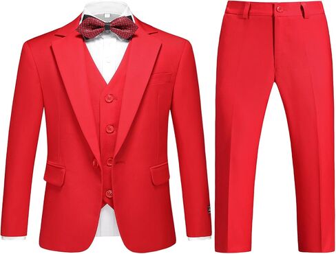 Lamgool Boys Suits 3 Piece Slim Fit One Button Tuxedo Jacket Vest and Pant for Kids Prom Wedding Formal Set Size 4-14 Years in Saudi Arabia