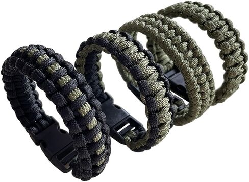CIBBALIY 2 Army Green Paracord Bracelets 8.5" Braided Tactical Bracelet include Parachute Cord and Plastic Buckles for Hiking Travelling Camping in Kuwait