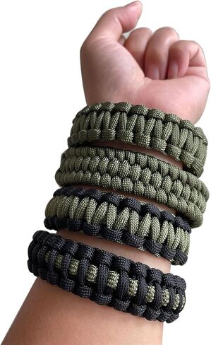 CIBBALIY 2 Army Green Paracord Bracelets 8.5" Braided Tactical Bracelet include Parachute Cord and Plastic Buckles for Hiking Travelling Camping in Kuwait