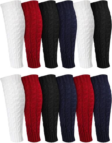 Geyoga 12 Pairs Leg Warmers for Women Warm Winter Long Sleeve Thermal Boot Topper Leg Warmers Cable Plus Size Leg Warmers in Saudi Arabia