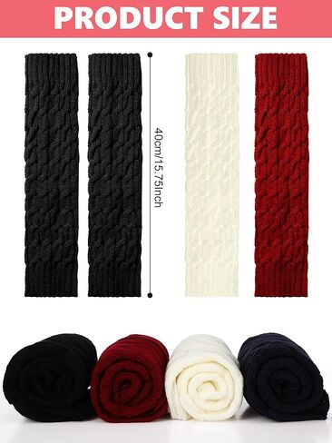 Geyoga 12 Pairs Leg Warmers for Women Warm Winter Long Sleeve Thermal Boot Topper Leg Warmers Cable Plus Size Leg Warmers in Saudi Arabia
