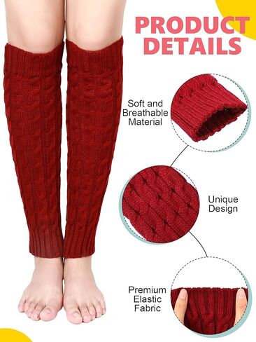 Geyoga 12 Pairs Leg Warmers for Women Warm Winter Long Sleeve Thermal Boot Topper Leg Warmers Cable Plus Size Leg Warmers in Saudi Arabia