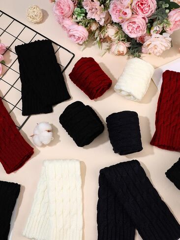 Geyoga 12 Pairs Leg Warmers for Women Warm Winter Long Sleeve Thermal Boot Topper Leg Warmers Cable Plus Size Leg Warmers in Saudi Arabia