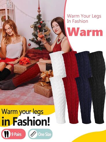 Geyoga 12 Pairs Leg Warmers for Women Warm Winter Long Sleeve Thermal Boot Topper Leg Warmers Cable Plus Size Leg Warmers in Saudi Arabia