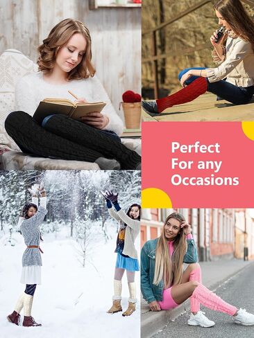 Geyoga 12 Pairs Leg Warmers for Women Warm Winter Long Sleeve Thermal Boot Topper Leg Warmers Cable Plus Size Leg Warmers in Saudi Arabia
