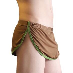 Akkad Kuti Mens Sexy Thong Underwear Skirt Arpon Design Split Sides Boxer Briefs Lounge Shorts with Pouch