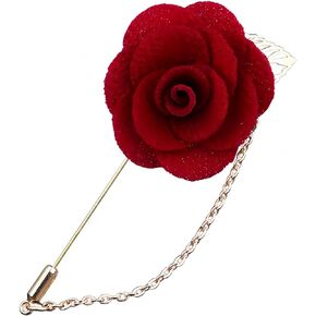 Rose Flower Pin Brooch for Men Long Chain Fringe Lapel Pin Fabric Boutonniere Pins Enhance Image Dress Accessories Groomsman Wedding Suit Accessories in Kuwait
