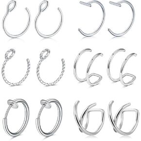 QWALIT Fake Lip Piercing Fake Lip Ring Fake Nose Ring Fake Snake Bites Fake Nose Piercing Faux Lip Rings Fake Snake Bite Piercing Clip Lip Ring Ear Cuff Earrings in Kuwait