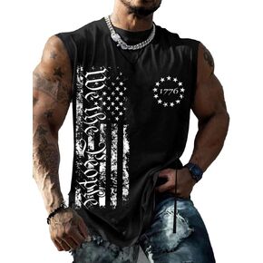 Mens Muscle Tank We The People American Flag Shirt 4th of July Independence Day Sleeveless Tee Tops in Saudi Arabia