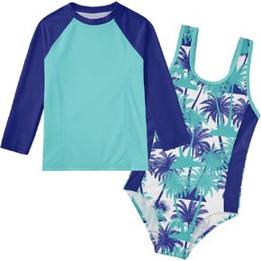 UNIFACO Girls Swimsuit Long Sleeve Bathing Suits 2 Piece Rashguard Sets with UPF 50+ Sun Protection in Kuwait