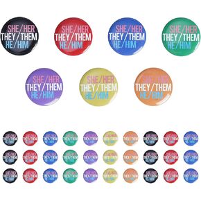 210 Pcs Pronoun Badges Pins Multiple Colors Round Gender Identity Pins They Them Pronoun Pin He Him She Her Pronoun Pinback Button for Shirts Clothes in Saudi Arabia