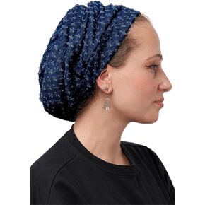 Ermandina Denim Head Covering for Women Tichel Slouchy Beanie Beret Snood Headcovering