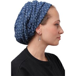 Ermandina Denim Head Covering for Women Tichel Slouchy Beanie Beret Snood Headcovering in Kuwait