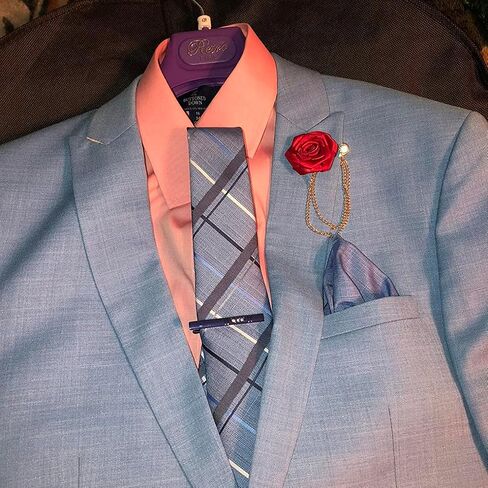 4pcs Rose Lapel Brooch with Hanging Chain, Handmade Rose Flower Brooch Badge Tassel Chain Men's Suit Accessories in Saudi Arabia