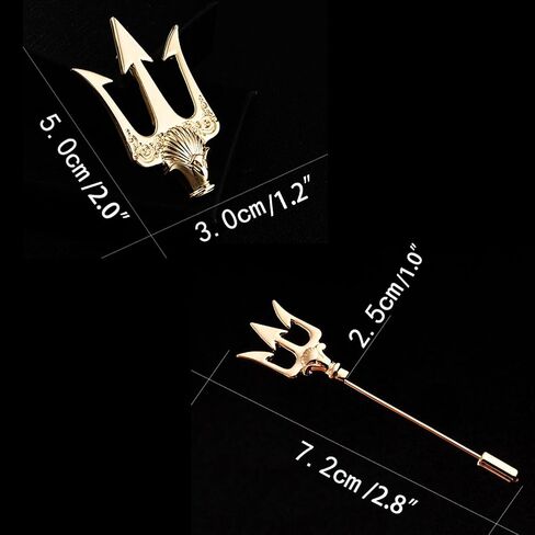 YYBONNIE Vintage Gold Carved Trident Stick Pin Brooch Decorative Lapel Collar Pin For Men in Saudi Arabia