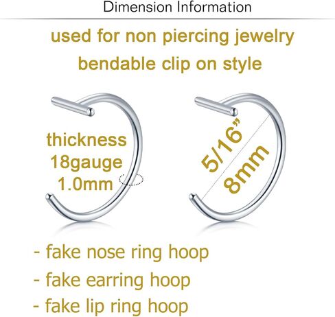 QWALIT Fake Lip Piercing Fake Lip Ring Fake Nose Ring Fake Snake Bites Fake Nose Piercing Faux Lip Rings Fake Snake Bite Piercing Clip Lip Ring Ear Cuff Earrings in Kuwait