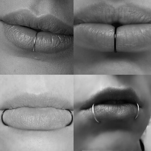 QWALIT Fake Lip Piercing Fake Lip Ring Fake Nose Ring Fake Snake Bites Fake Nose Piercing Faux Lip Rings Fake Snake Bite Piercing Clip Lip Ring Ear Cuff Earrings in Kuwait