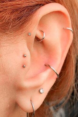 QWALIT Fake Lip Piercing Fake Lip Ring Fake Nose Ring Fake Snake Bites Fake Nose Piercing Faux Lip Rings Fake Snake Bite Piercing Clip Lip Ring Ear Cuff Earrings in Kuwait
