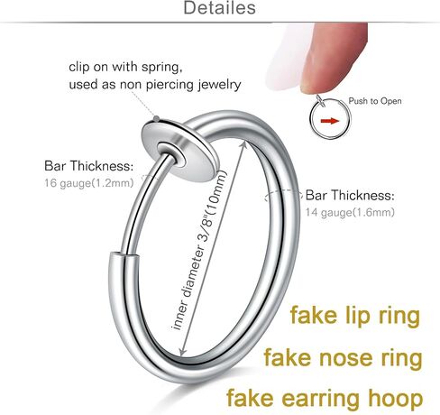 QWALIT Fake Lip Piercing Fake Lip Ring Fake Nose Ring Fake Snake Bites Fake Nose Piercing Faux Lip Rings Fake Snake Bite Piercing Clip Lip Ring Ear Cuff Earrings in Kuwait