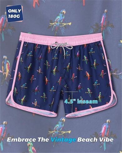 تصفح CUZ رجل السباحة جذوع 5 بوصة سراويل للسباحة خمر مجلس السراويل مع شبكة بطانة 80s 90s الرجعية سروال سباحة قصير شورتات للبحر in Kuwait