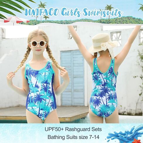 UNIFACO Girls Swimsuit Long Sleeve Bathing Suits 2 Piece Rashguard Sets with UPF 50+ Sun Protection in Kuwait