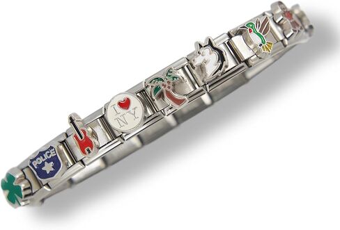 2CUTECHARMZ Stylish Italian Charm Bracelet, 18 charm bracelet with unique designs. 6.9 inches long, interchangeable charms… in Saudi Arabia