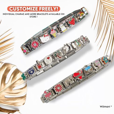 2CUTECHARMZ Stylish Italian Charm Bracelet, 18 charm bracelet with unique designs. 6.9 inches long, interchangeable charms… in Saudi Arabia