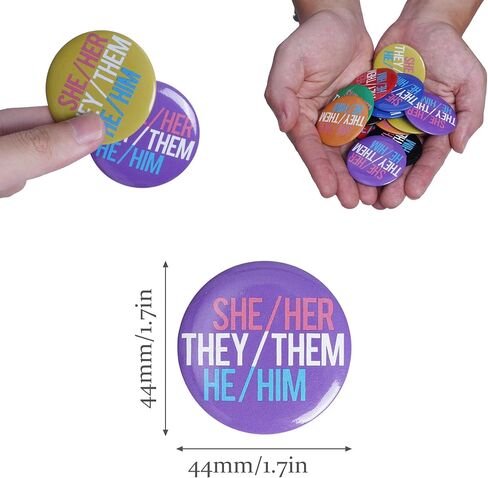 210 Pcs Pronoun Badges Pins Multiple Colors Round Gender Identity Pins They Them Pronoun Pin He Him She Her Pronoun Pinback Button for Shirts Clothes in Saudi Arabia