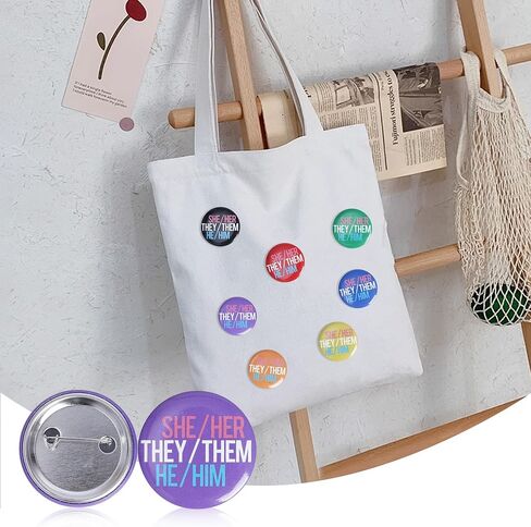 210 Pcs Pronoun Badges Pins Multiple Colors Round Gender Identity Pins They Them Pronoun Pin He Him She Her Pronoun Pinback Button for Shirts Clothes in Saudi Arabia
