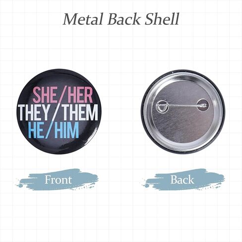 210 Pcs Pronoun Badges Pins Multiple Colors Round Gender Identity Pins They Them Pronoun Pin He Him She Her Pronoun Pinback Button for Shirts Clothes in Saudi Arabia