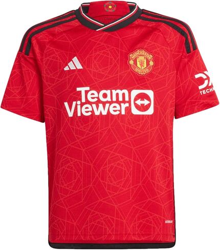 adidas Youth Soccer Manchester United 23/24 Home Jersey - Moisture-Wicking AEROREADY Fabric, Geometric Design in Saudi Arabia