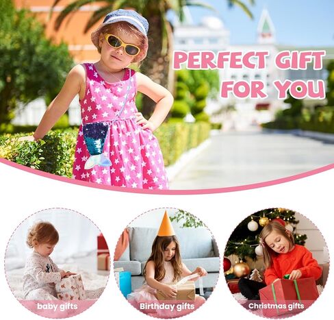 2Pcs Mermaid Tail Coin Purse Sequin Crossbody Coin Wallet Bags Little Girls Mermaid Party Birthday Gifts(Color+Pink) in Saudi Arabia