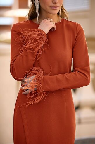 PRETTYGARDEN المرأة 2023 الخريف فستان بكم طويل رسمي ميدي Bodycon التفاف شق ريشة أنيقة الزفاف ضيف فساتين لحفلات الكوكتيل in Kuwait