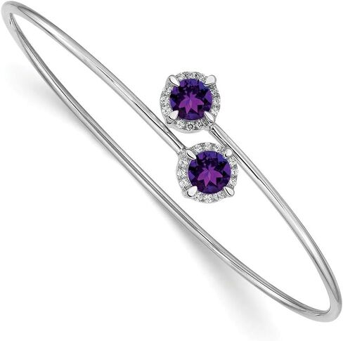 Jewels By Lux 14k White Gold Amethyst Flexible Bangle Bracelet in Saudi Arabia