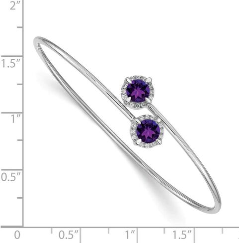 Jewels By Lux 14k White Gold Amethyst Flexible Bangle Bracelet in Saudi Arabia