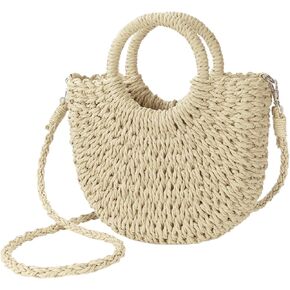 Womens Straw Beach Bag Woven Crossbody Shoulder Bags Top Handle Satchel Handbag Purse for Summer
