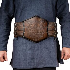 JAOYU Mens Medieval Belt Embossed Viking Leather Belt Renassance Medieval Buckle Belt Norse Cosplay Belt for Men LARP Costume
