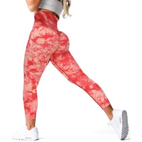 Challengym Tie-dye Workout Leggings for Women High Waist Seamless Scrunch Butt Lifting Gym Yoga Pants Elastic Tights
