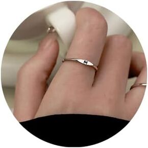 CSIYANJRY99 Thin Stacking Initial Rings for Women Stackable Plain Letter Ring for Teen Girls Silver Capital Letter Band Ring Open Adjustable Alphabet Ring in Saudi Arabia
