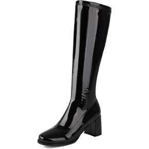 Roimaash Women Gogo Boots White Knee High 70s Boots