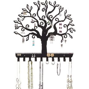 Angelynn's Stud Dangle Earring Holder Wall Mount Hanging Jewelry Organizer Display Necklace Bracelet Closet Storage Rack Tray, Tree of Life Copper