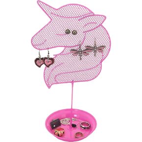 Bucasi CUTE UNICORN JEWELRY ORGANIZER - TEEN EARRING AND RING STAND - GIRLS GIFT IDEA (Rainbow)