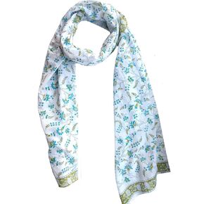 Rastogi Handicrafts Scarfs for women 100% Pure cotton indian design hand block printed mini stall for girls 70x20 inch from