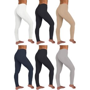Sexy Basics Womens 6 Pack Stretch Cotton Stretch Full Length Footless Legging Tights in Kuwait