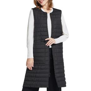 PACIBE Women Long Puffer Vest Down Quilted Lightweight Sleeveless Jacket with Pockets