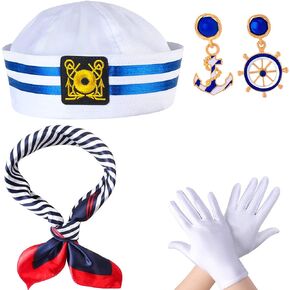 Yewong Women's Sailor Costume Accessory Sailor Hat with Nautical Yacht Themed Accessories for Navy Sailor Dress Up Party