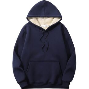 Perbai Mens Winter Warm Fleece Hoodie Pullover Long Sleeve Sherpa Lined Hooded Sweatshirt with Pocket